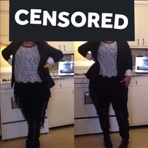 Fun black fringe jeans